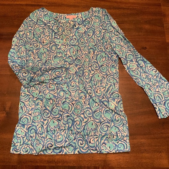 Lilly Pulitzer Amelia Island Tunic Size Small Resort White Chasing Tail - Picture 1 of 3